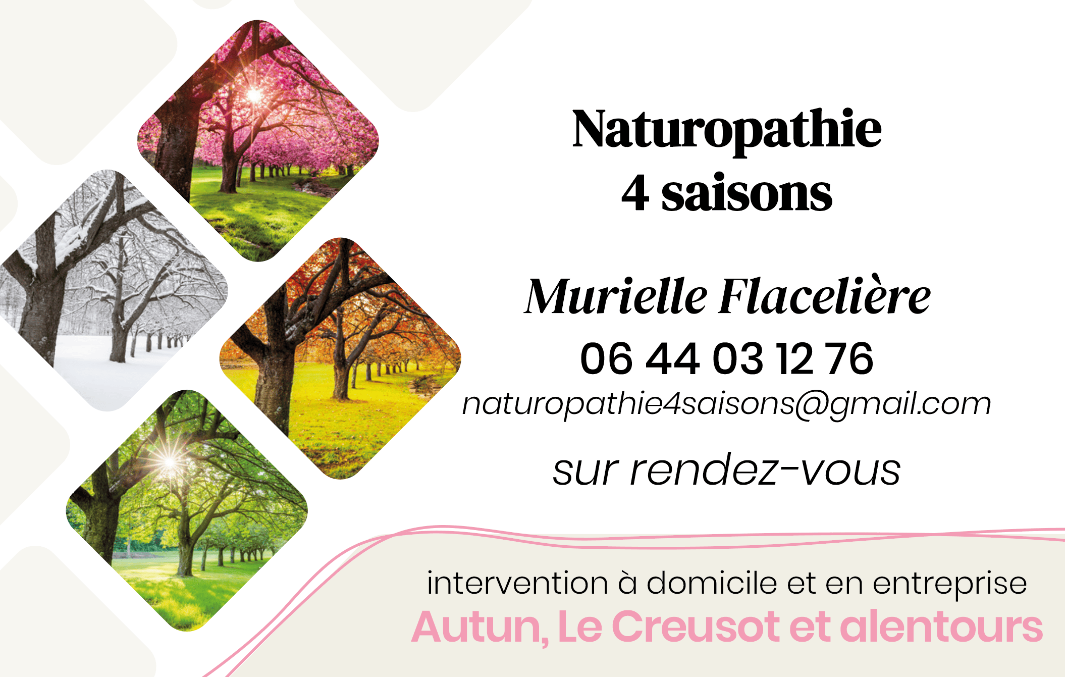 Carte de contact Murielle Flaceliere - Naturopathie et massage assis en entreprise à Autun et Le Creusot